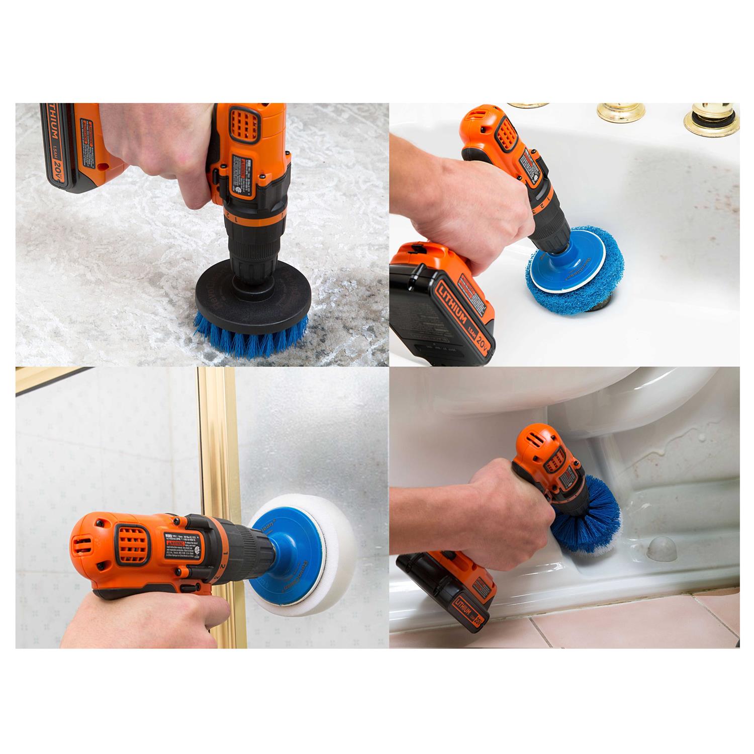 RevoClean 4 Piece Scrub Brush Power Drill Attachments-All Purpose Time Saving Kit-Perfect for Cleaning Grout - Image 2