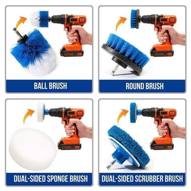 RevoClean 4 Piece Scrub Brush Power Drill Attachments-All Purpose Time Saving Kit-Perfect for Cleaning Grout - Image 4