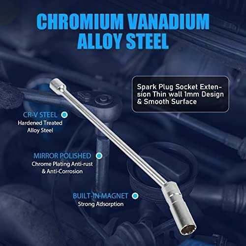 Cmtool Thin Wall Spark Plug Socket with Extension Spark Plug Socket Set Magnetic 12 point Socket 3/8 Inch Drive - Image 3