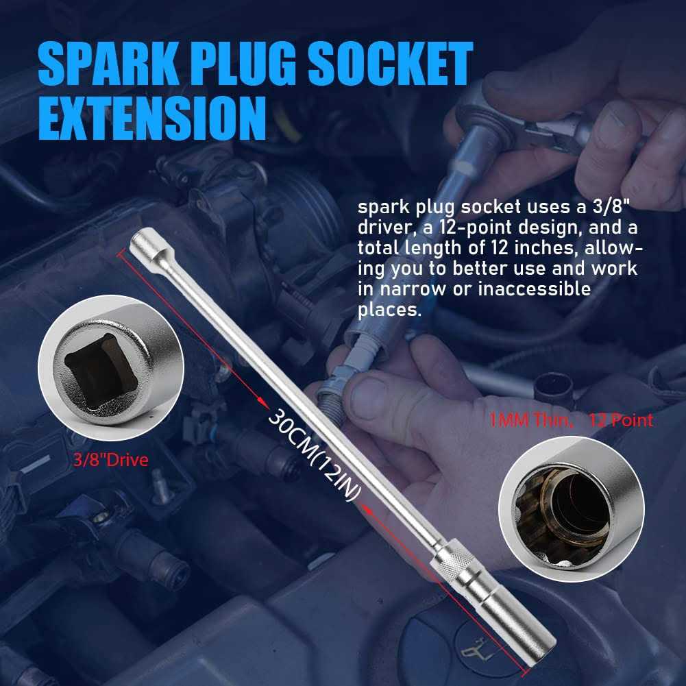 Cmtool Thin Wall Spark Plug Socket with Extension Spark Plug Socket Set Magnetic 12 point Socket 3/8 Inch Drive - Image 5