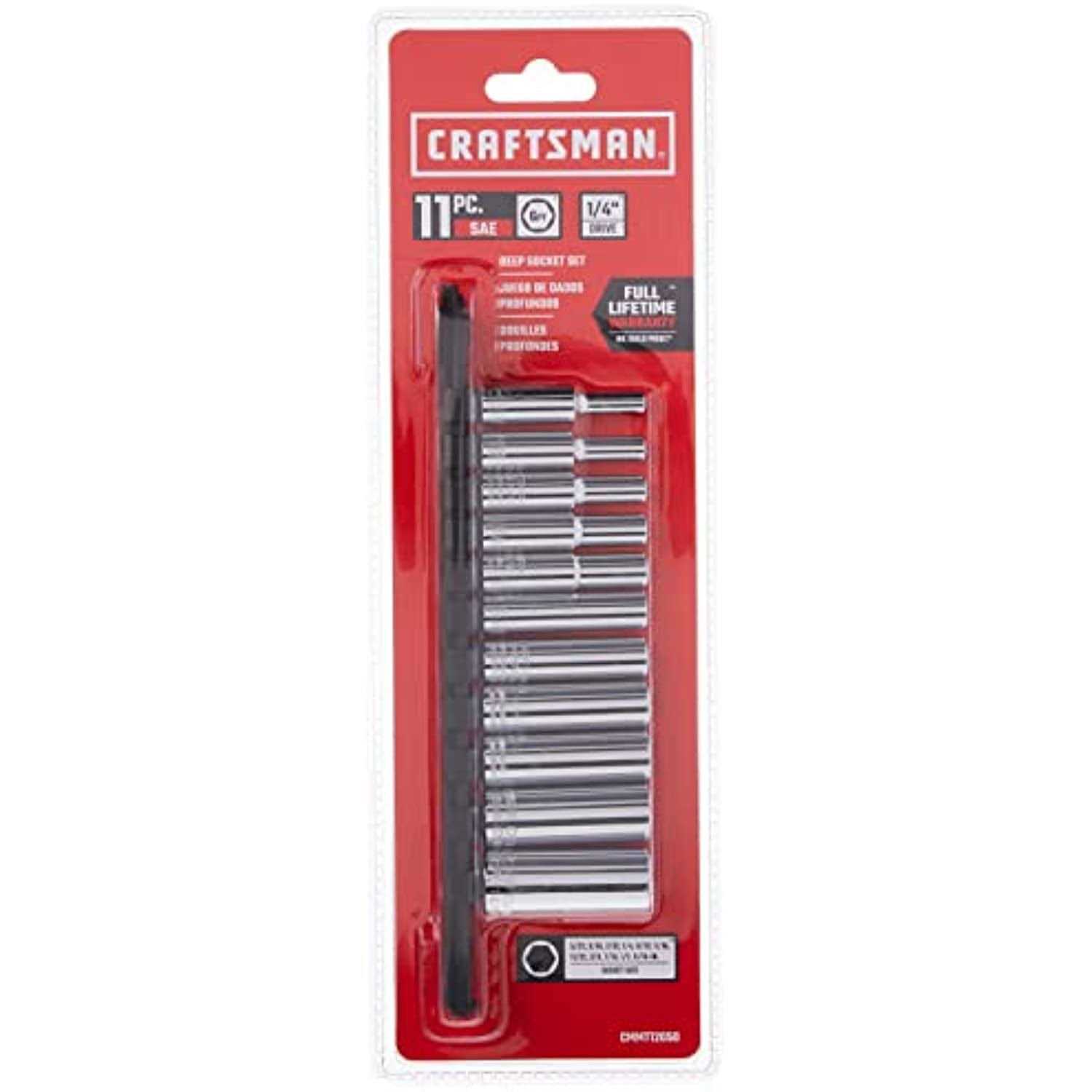 Craftsman 11 Piece 1/4 Drive SAE 6 Point Deep Socket Set - Image 3