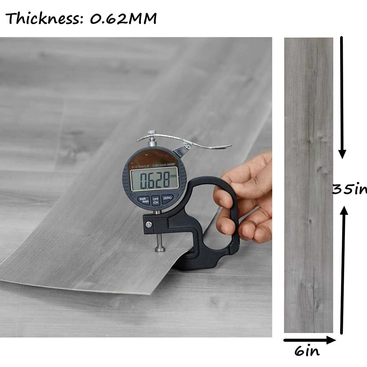 Dureidos Peel and Stick Floor Tile, 35in×6in, Natural Grey Wood Grain Look, Self Adhesive and Waterproof for Transfer Bathroom - Image 3