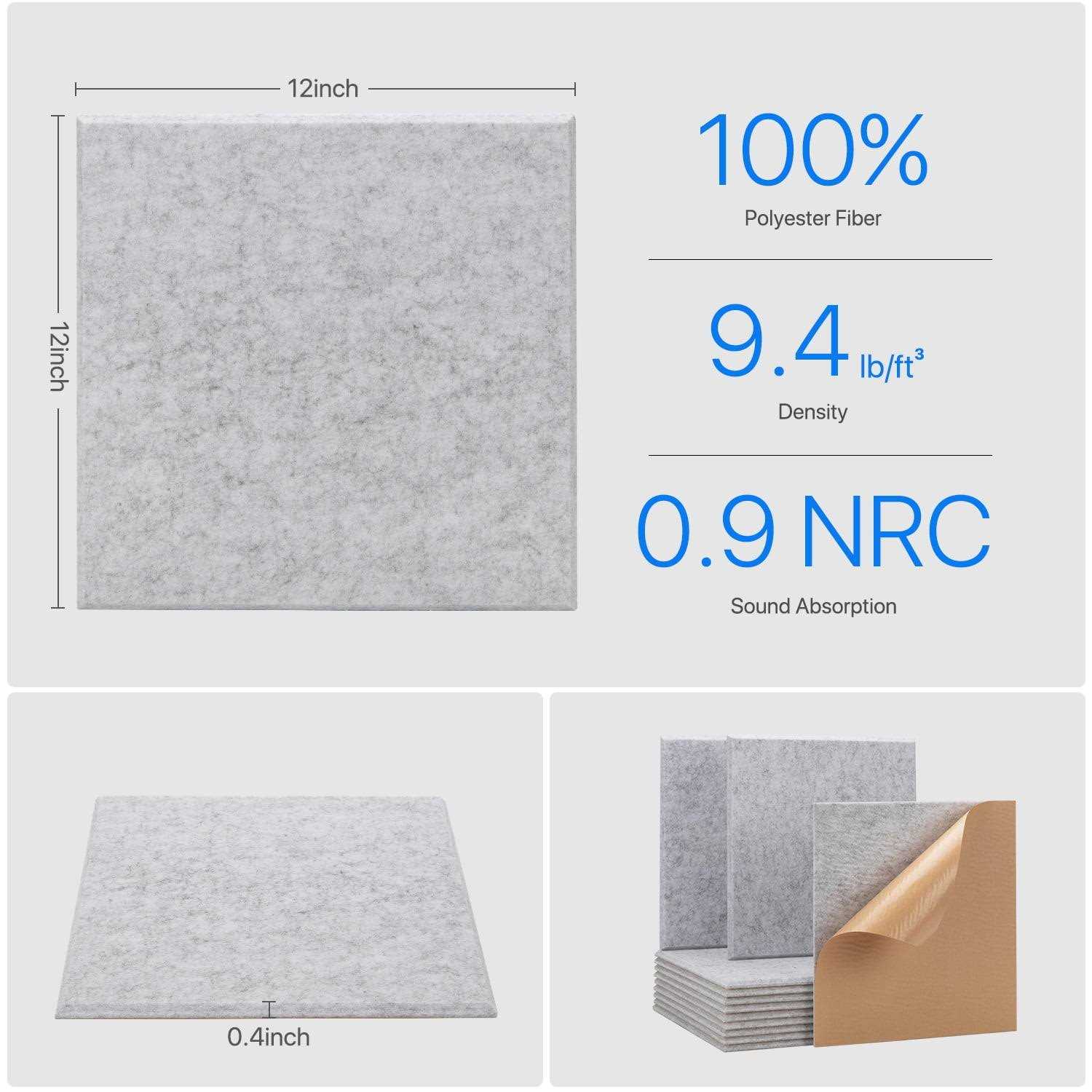 Soundproof Wall Panels Kuchoow Acoustic Panels Self-Adhesive 12 Pack Acoustic Wall Panels High Density - Image 5
