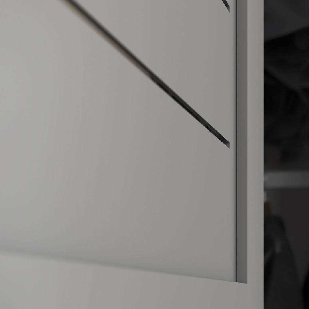 EightDoors 80 inch x 1 inch Flat Louver Grey Prefinished Pine Wood Interior Bifold Door with Hardware Included - Image 4