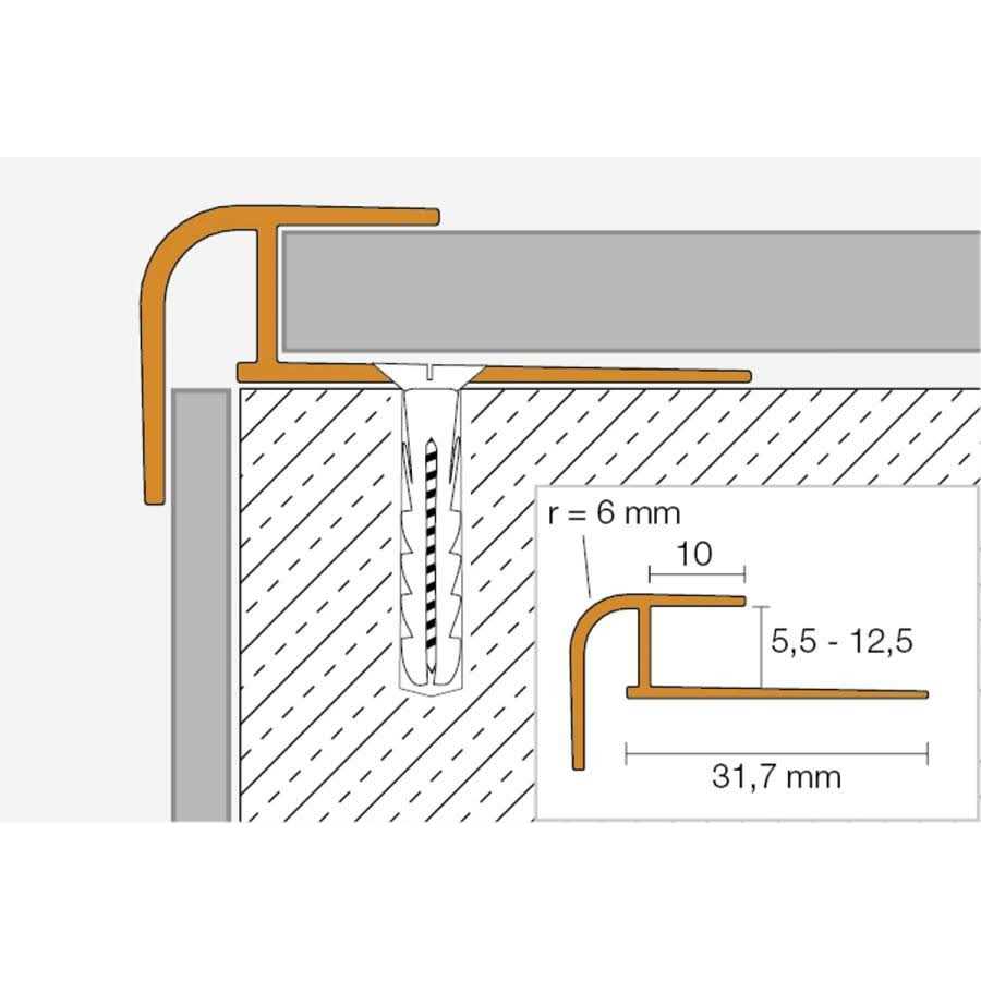 Schluter Vinpro-RO Bullnose 13/64in. Aluminum Brushed - Image 3