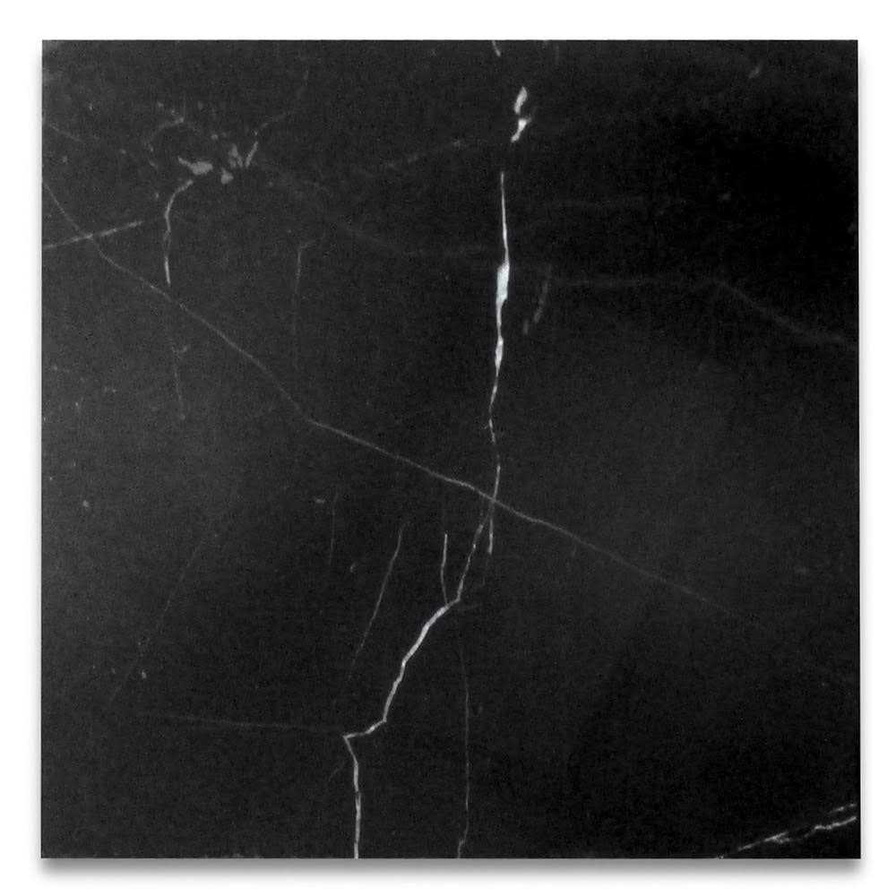 Nero Marquina Black Marble 12x12 Tile Honed - Image 3
