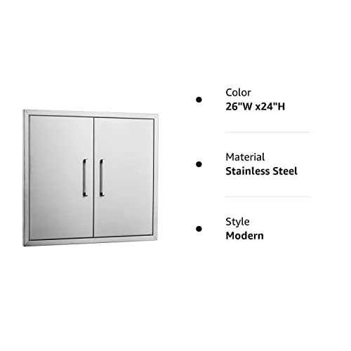 Outdoor Kitchen Doors Stainless Steel,26 W by 24 H Double Access Door,Flush Mount for Outdoor Kitchen and BBQ Island - Image 3