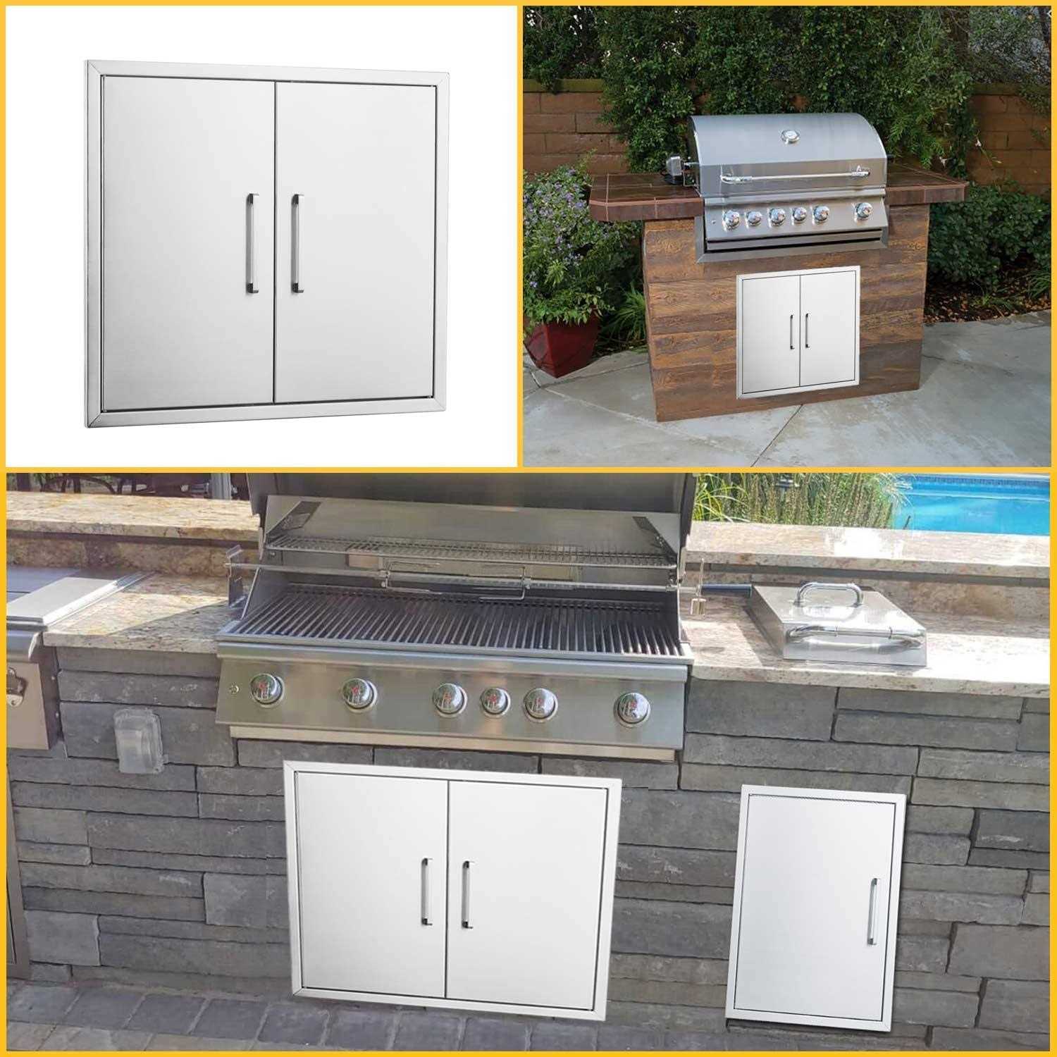 Outdoor Kitchen Doors Stainless Steel,26 W by 24 H Double Access Door,Flush Mount for Outdoor Kitchen and BBQ Island - Image 4