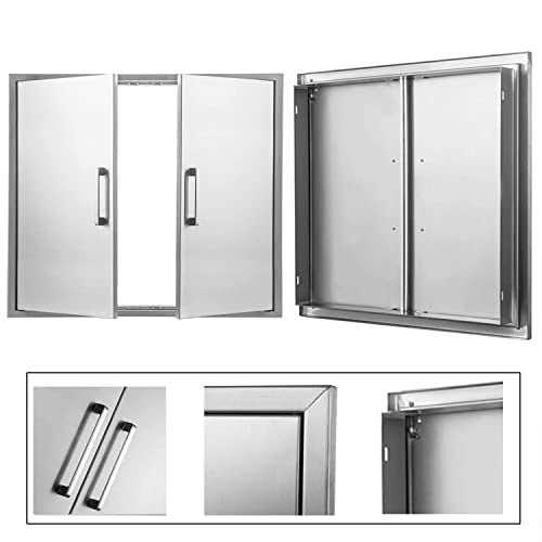Outdoor Kitchen Doors Stainless Steel,26 W by 24 H Double Access Door,Flush Mount for Outdoor Kitchen and BBQ Island - Image 5
