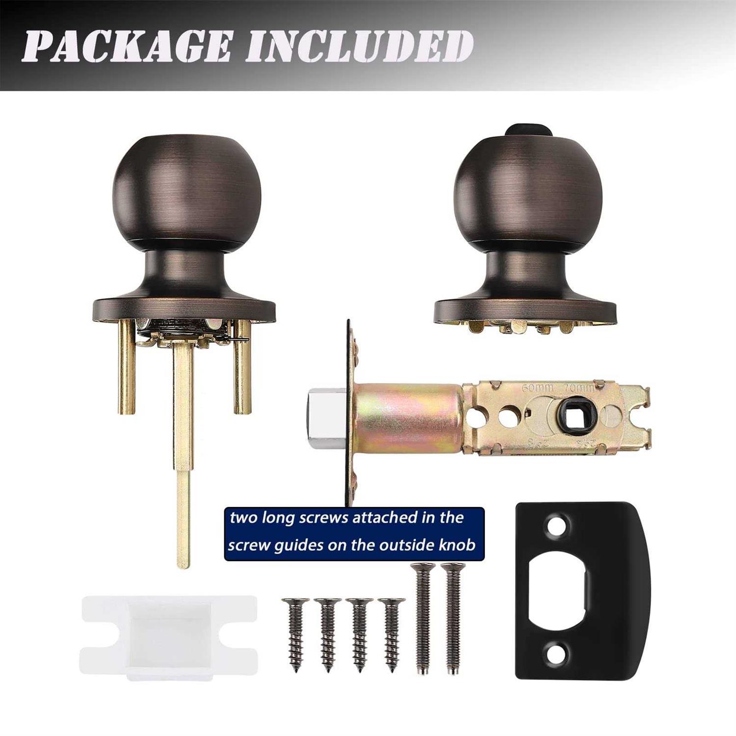 Probrico Interior Bathroom Privacy Keyless Doorknobs Door Lock Lockset in Oil Rubbed Bronze - Image 3