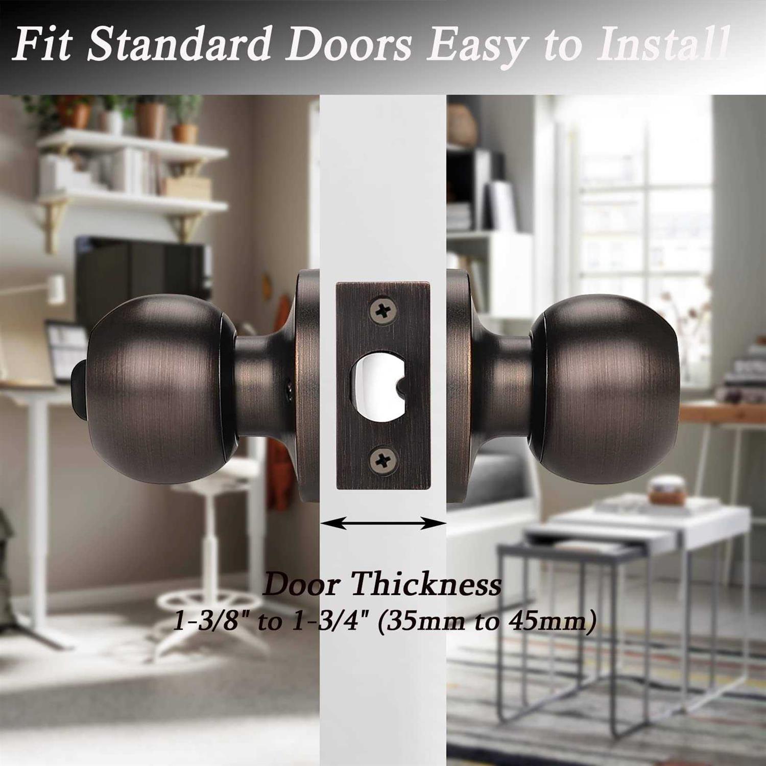 Probrico Interior Bathroom Privacy Keyless Doorknobs Door Lock Lockset in Oil Rubbed Bronze - Image 5