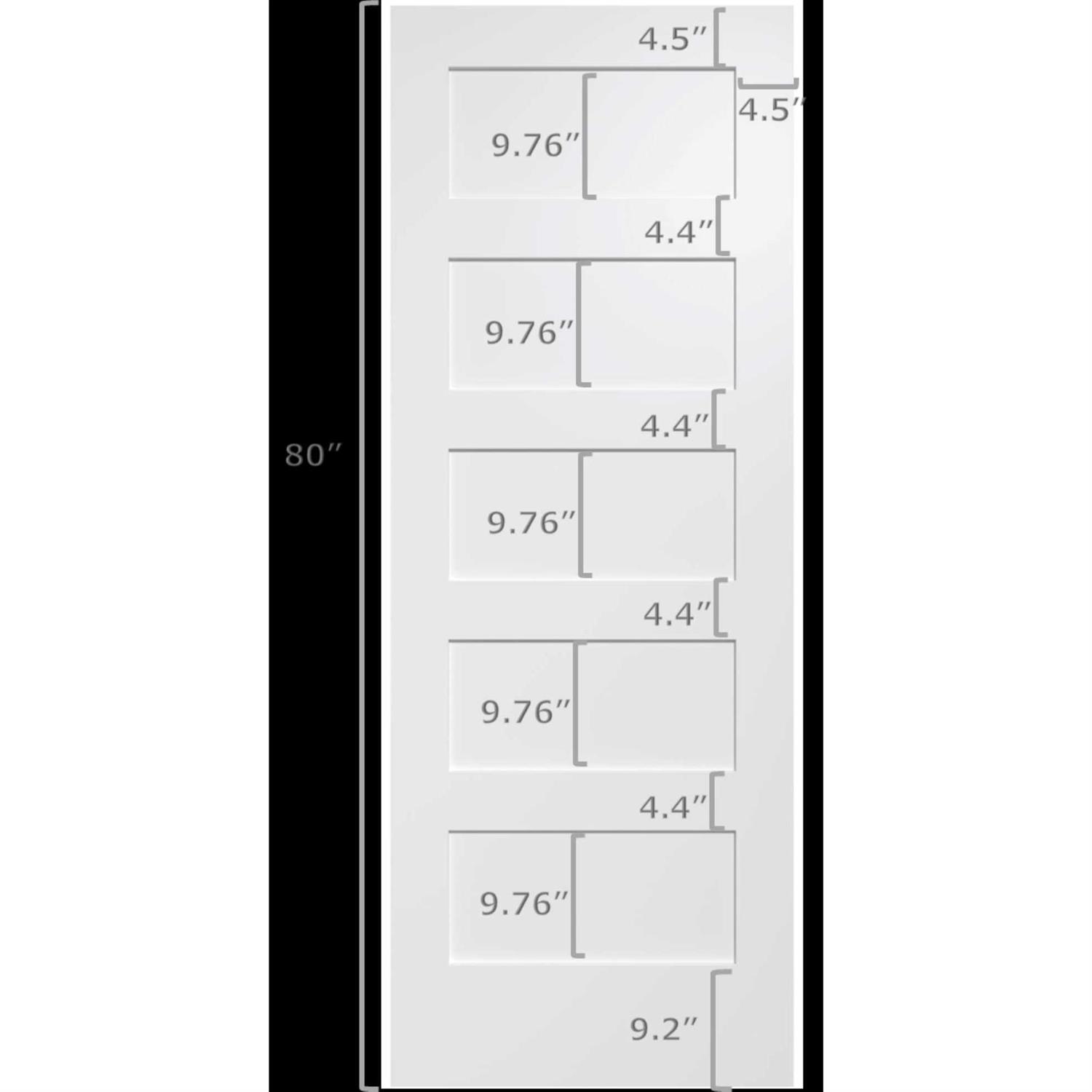 Camaflexi Homestead 18 x 80 5 Panel Solid Core White Primed Pine Wood and Manufactured Wood Interior Door Slab 5PP18 - Image 4
