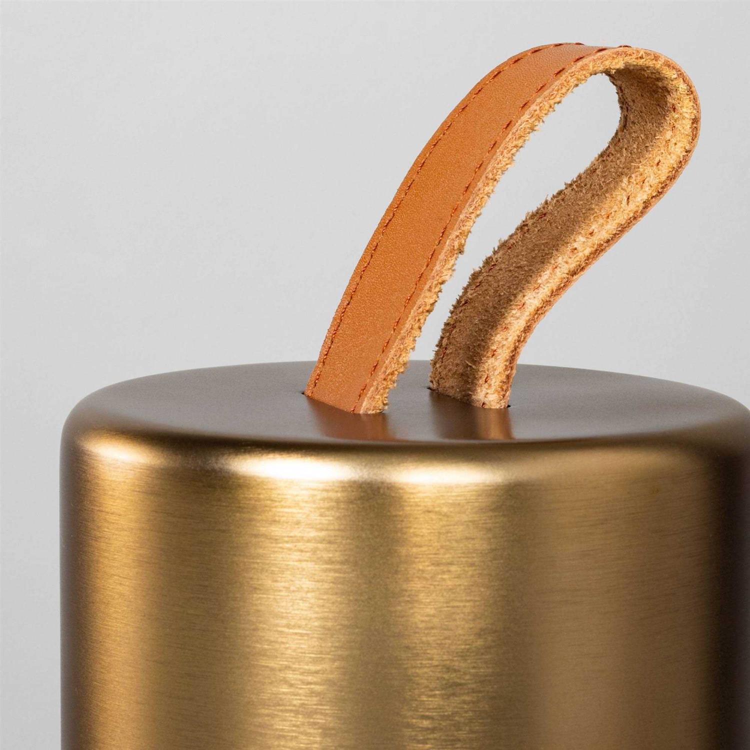 Hearth & Hand with Magnolia Accented Metal & Leather Doorstopper Brass Finish - Image 5