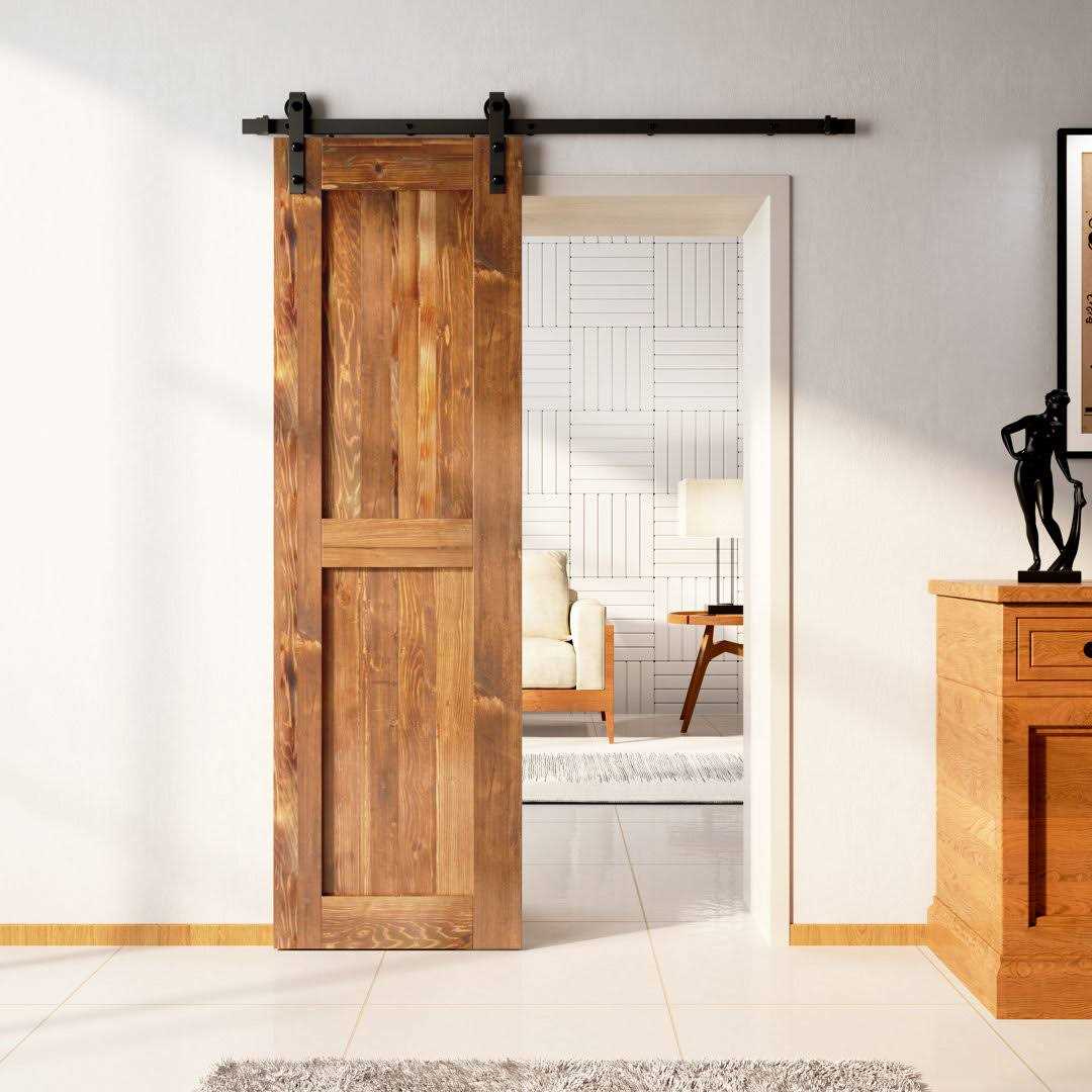 Paneled Wood Barn Door with Installation Hardware Kit Homacer Finish - Image 3