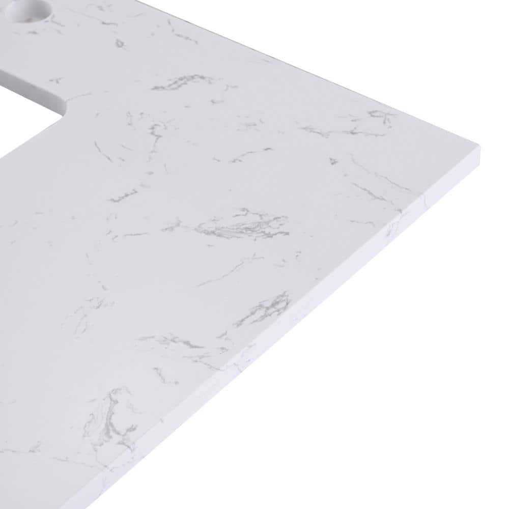 PROOX 22 in. D Engineered Stone Composite Vanity Top in White with White Rectangular Single Sink - Image 3