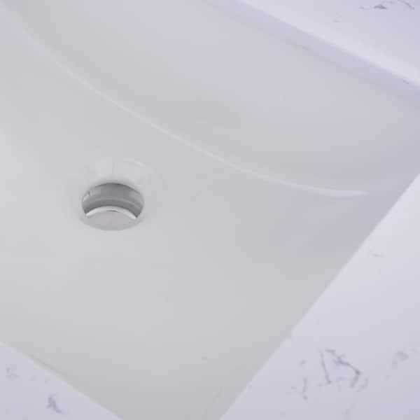 PROOX 22 in. D Engineered Stone Composite Vanity Top in White with White Rectangular Single Sink - Image 4