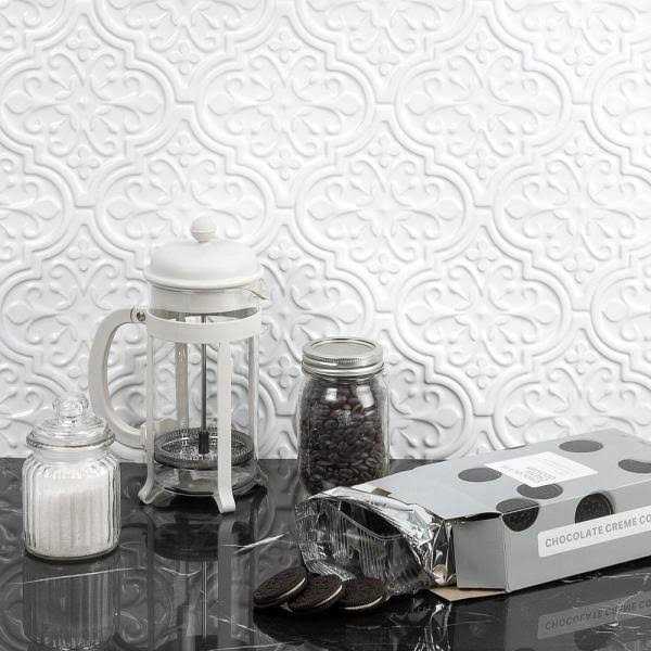 Ivy Hill Tile Byzantine Florid Arabesque Bianco Ceramic White Wall Tile - Image 4