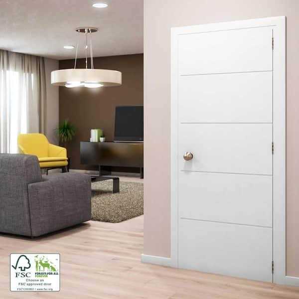 EightDoors Atlanta 80-in White Flush Primed Pine MDF Slab Door - Image 5