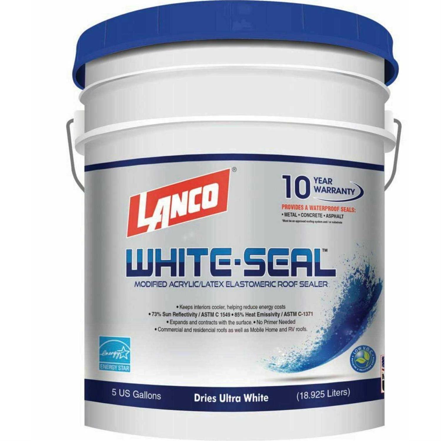 Lanco White-Seal 5 Gal. Acrylic Elastomeric White Reflective Roof Sealer