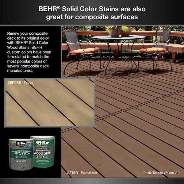 BEHR Premium 1 gal. #SC-117 Russet Solid Color Waterproofing Exterior Wood Stain and Sealer - Image 4