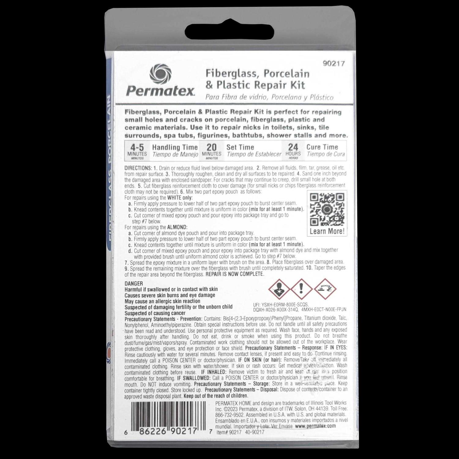 Permatex 1.06 oz. Fiberglass, Porcelain & Plastic Epoxy Repair Kit - Image 4