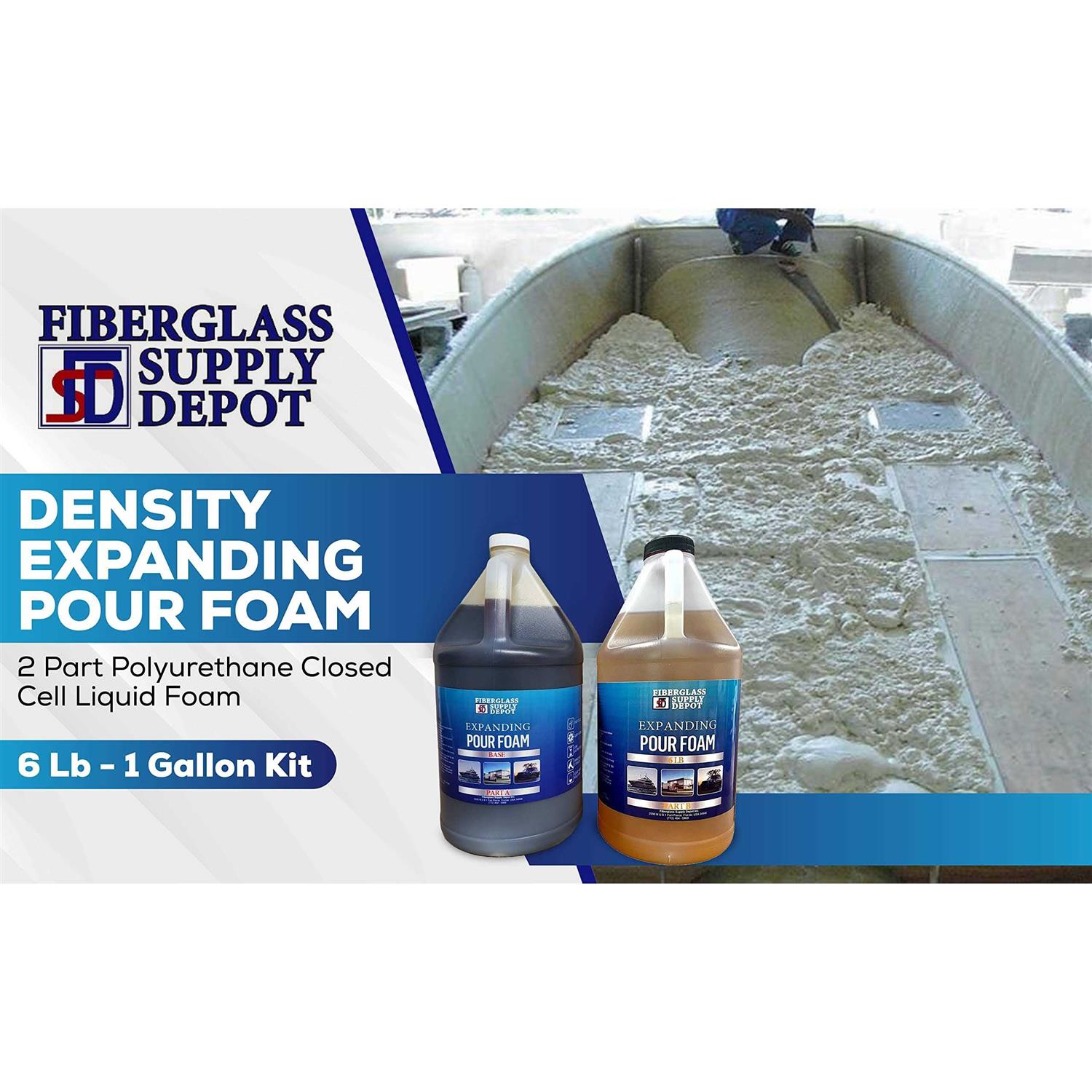 Fiberglass Supply Depot Inc. 6 lb. Density Expanding Pour Foam 2 Part Polyurethane Closed Cell Liquid Foam for Boats - Image 5