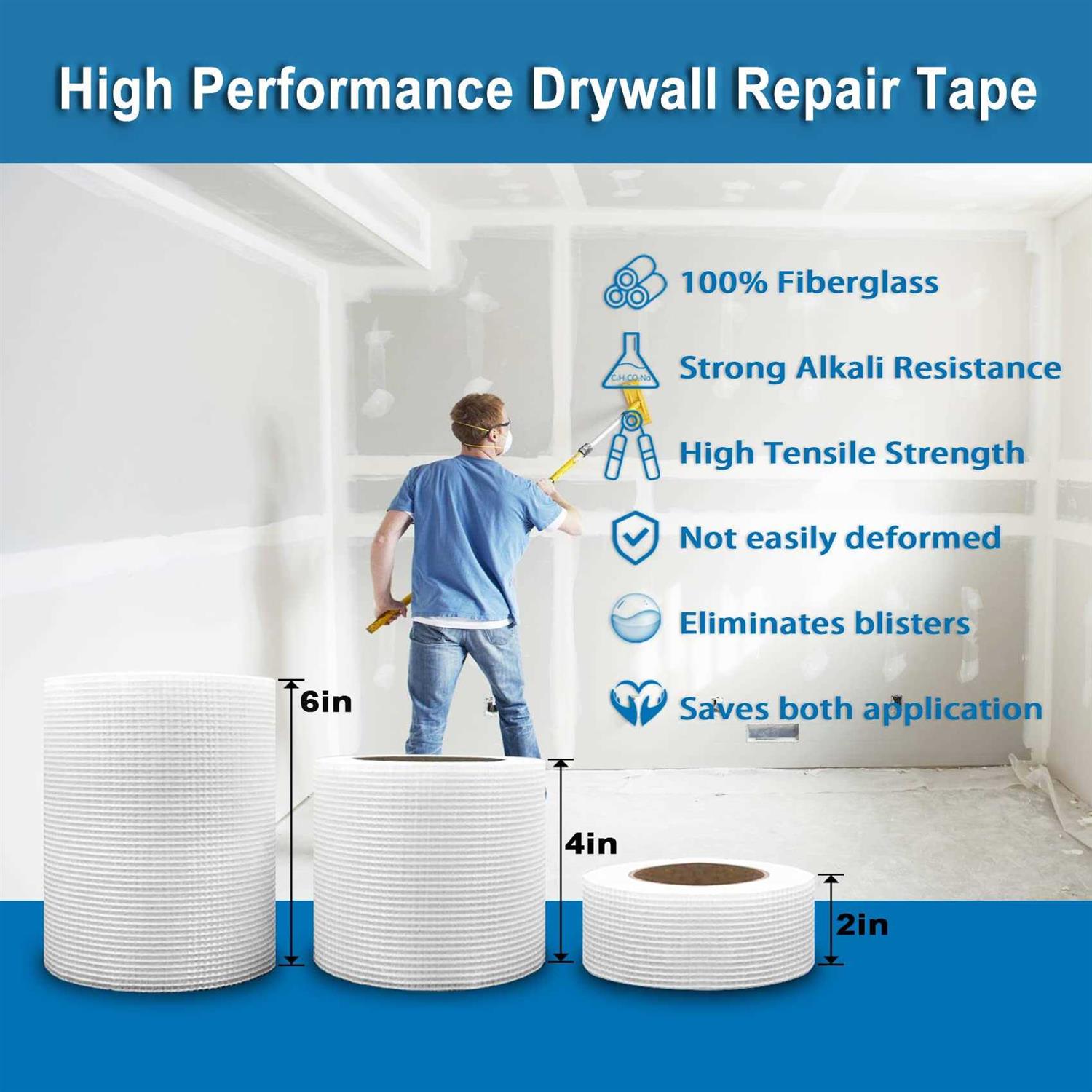 Edsrdrus Drywall Repair Tape 2in 4in 6in Multi Options Crack Tape Drywall - Image 5