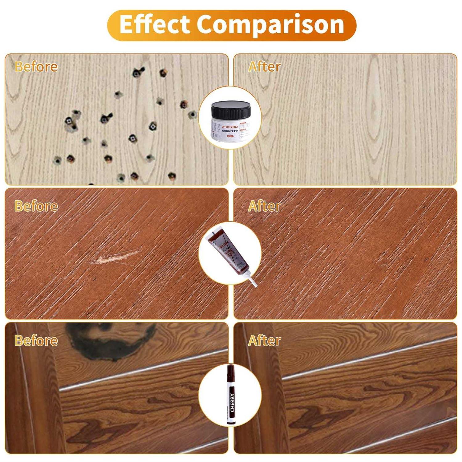 A-HEYIDA Wood Furniture Repair Kit Set of 39 Hardwood Floor Repair Kit Wood Filler - Image 4