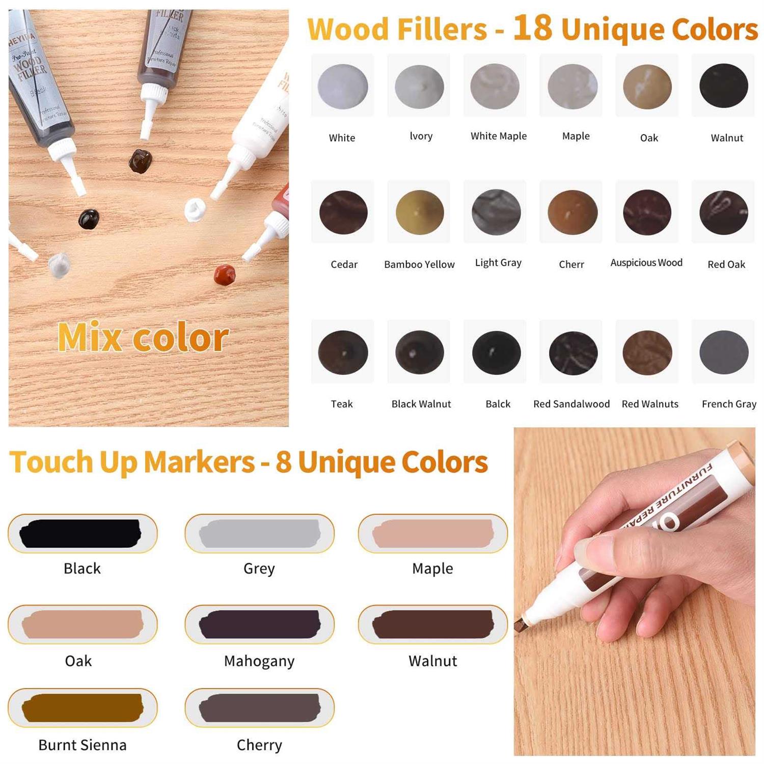 A-HEYIDA Wood Furniture Repair Kit Set of 39 Hardwood Floor Repair Kit Wood Filler - Image 5