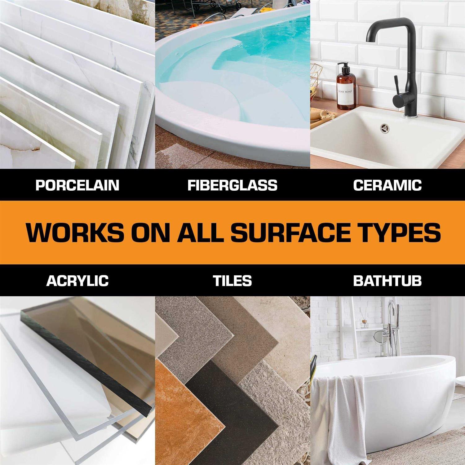 White Tub Repair Kit For Fiberglass, Porcelain, Acrylic, And Sink And Shower - Image 4