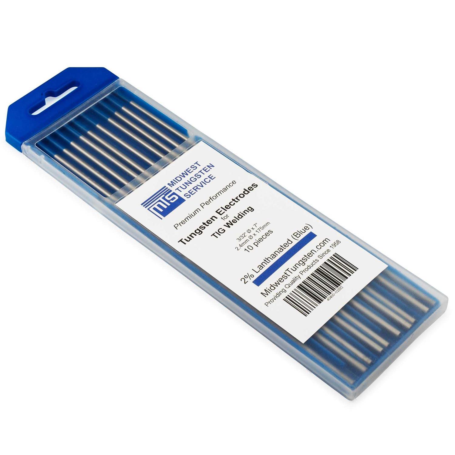 Midwest Tungsten Service TIG Welding Tungsten Electrodes 2% Lanthanated 7” 10-Pack