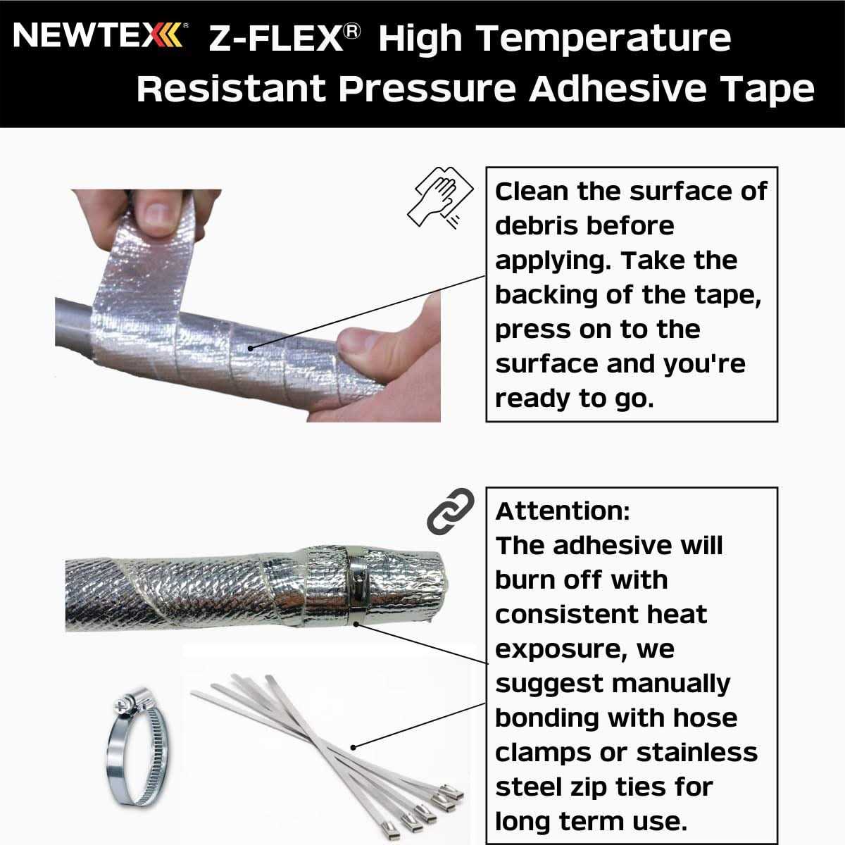 Newtex High Heat Resistant Tape Extreme Temperature Aluminum Foil Z-Flex Tape - Image 2