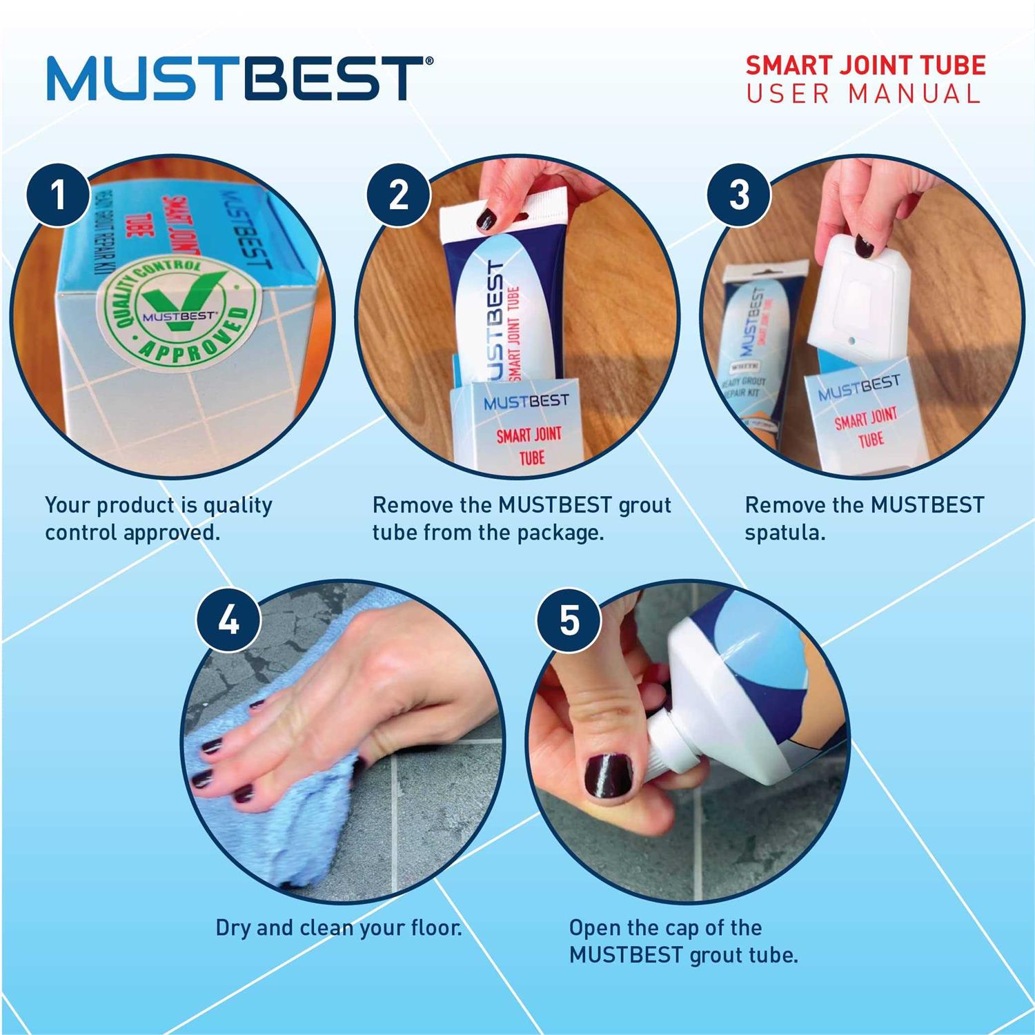 MUSTBEST Tile Grout Repair Kit Four Way Use Repair - Image 2