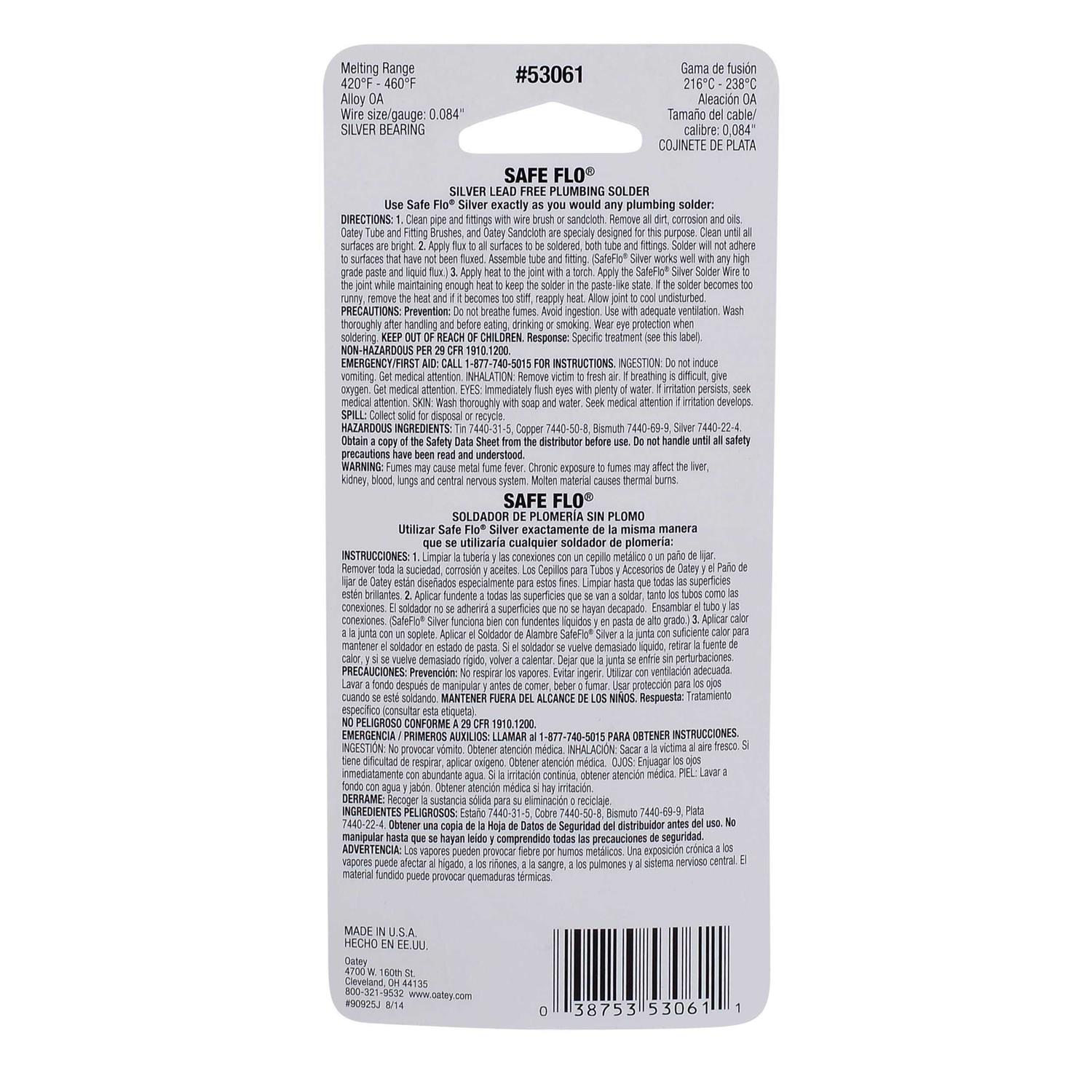 Oatey 1 oz. Safe-Flo Silver Wire Solder 53061 - Image 5