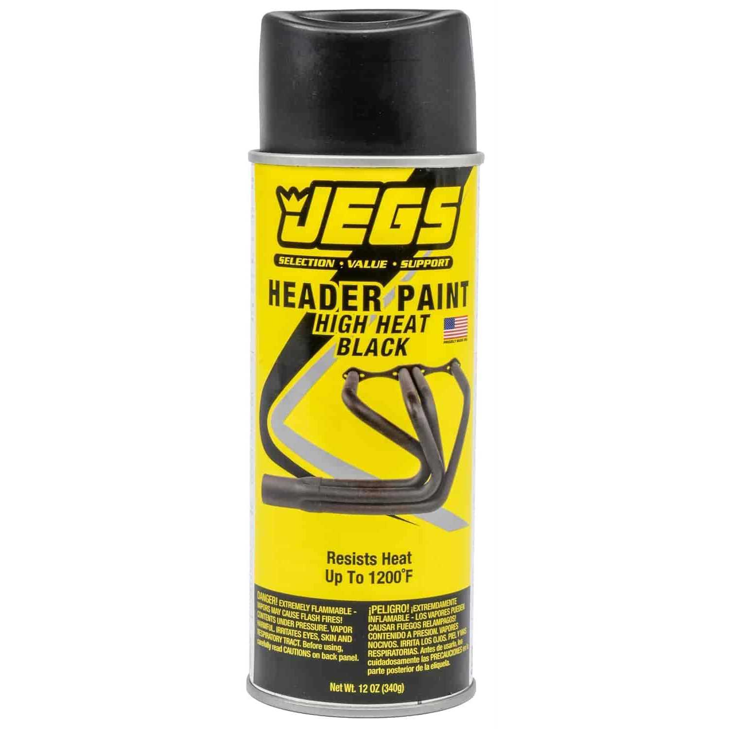 JEGS Black High Temperature Resistant Paint 12 oz. Aerosol Spray Resists Heat up to 1200 degrees F 72020