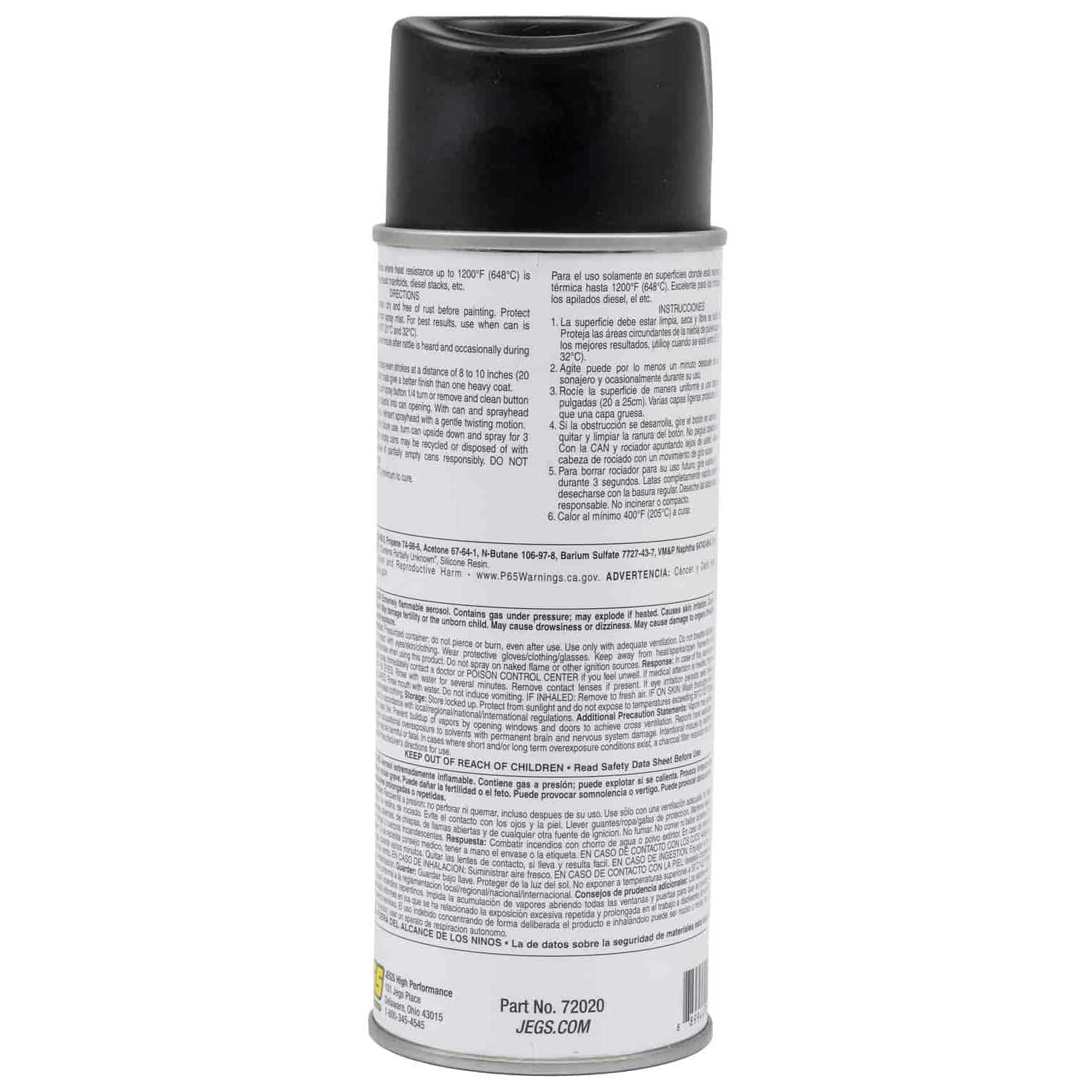 JEGS Black High Temperature Resistant Paint 12 oz. Aerosol Spray Resists Heat up to 1200 degrees F 72020 - Image 3