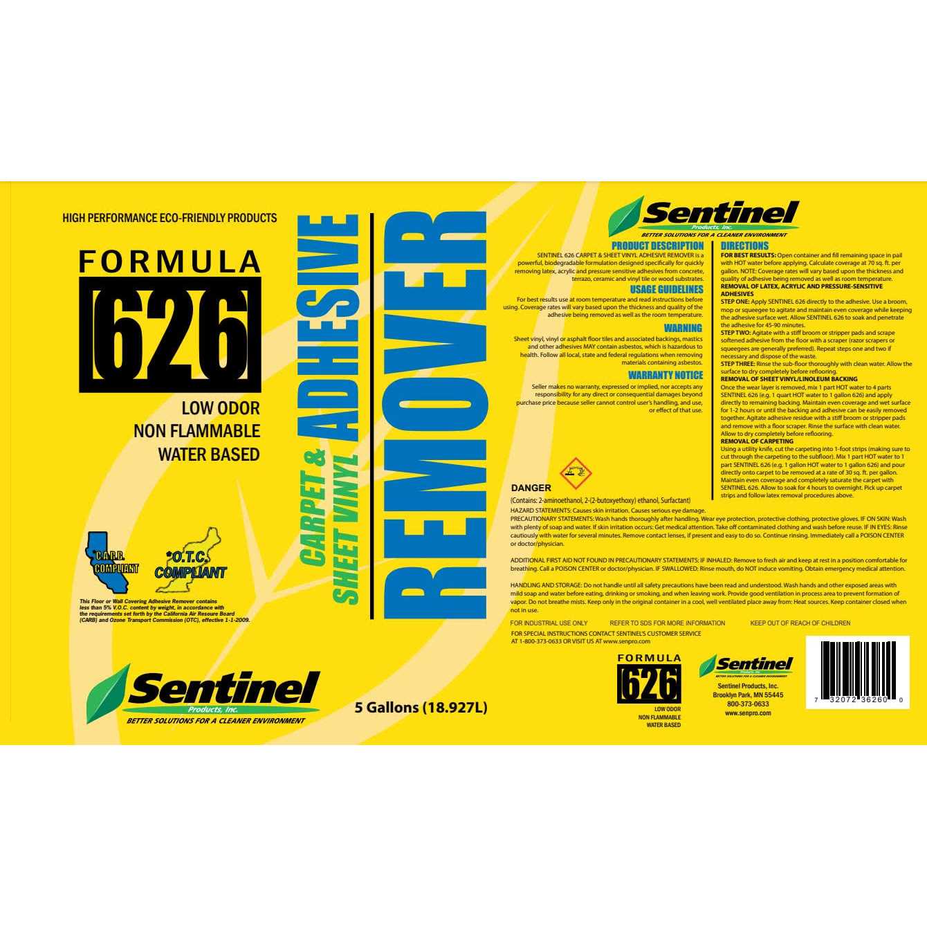 Sentinel Formula 626 Carpet and Sheet Vinyl Adhesive Remover - Image 3