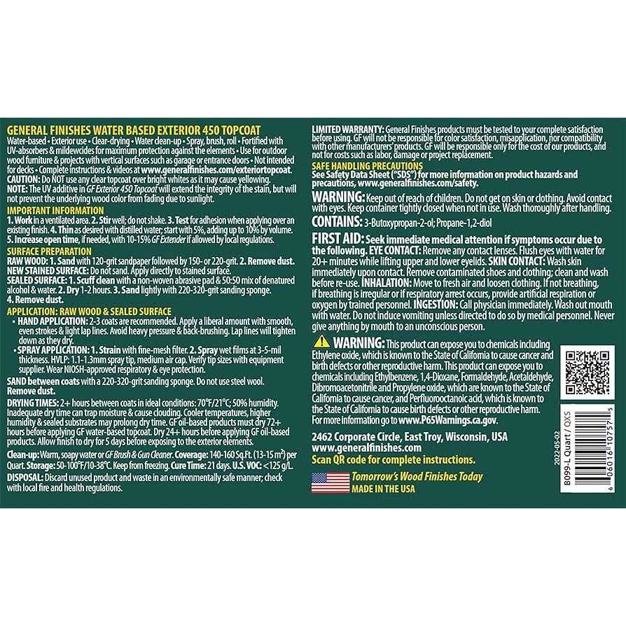 General Finishes Exterior 450 Water Based Topcoat - Image 4