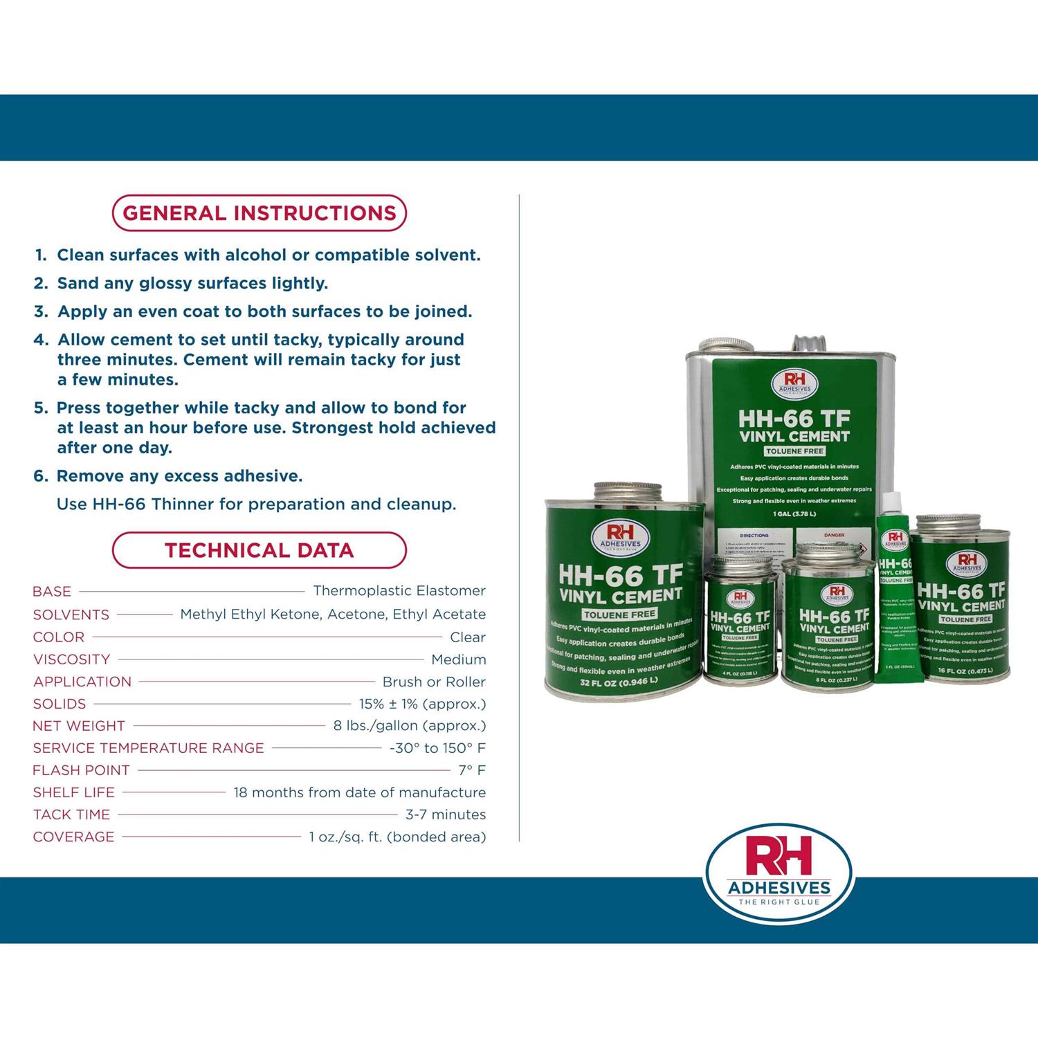RH Adhesives HH-66 Toluene Free Vinyl Cement - Image 5