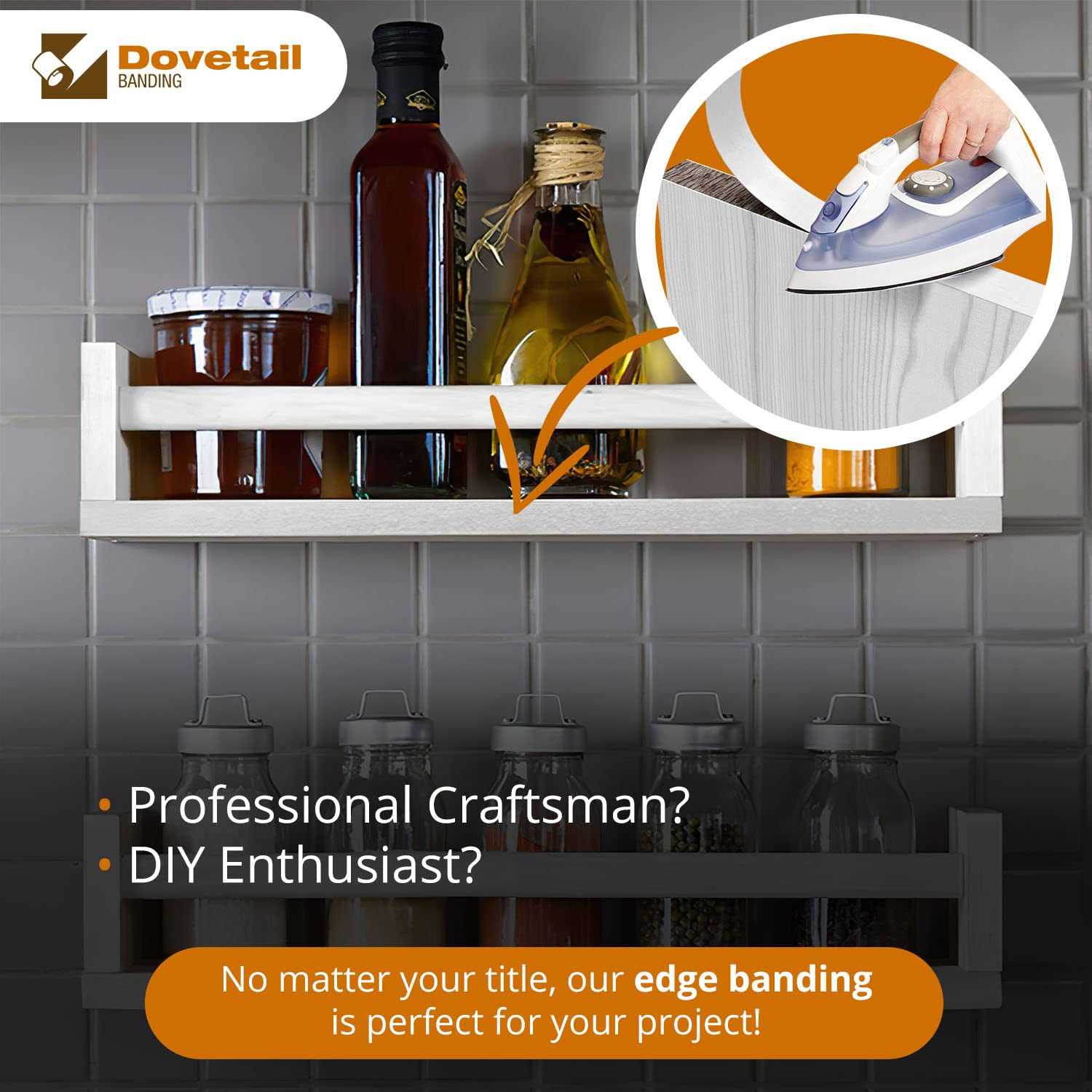 Dovetail Birch Edge Banding White Veneer Tape Pre-Glued 25 Ft Long Thin Real Wood Veneer Strips - Image 3