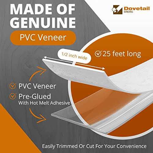 Dovetail Birch Edge Banding White Veneer Tape Pre-Glued 25 Ft Long Thin Real Wood Veneer Strips - Image 5