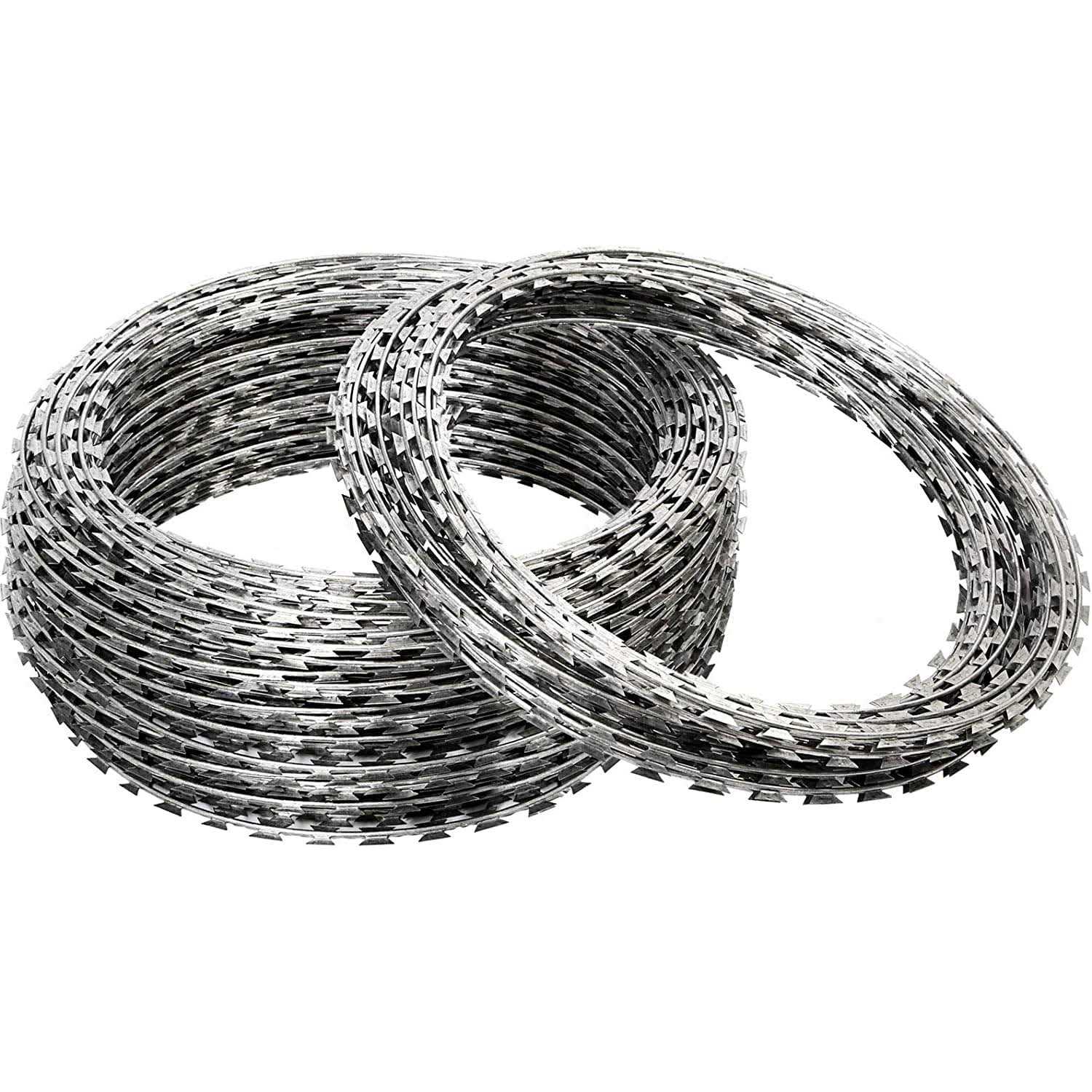 YXJSTO Razor Wire 250ft Galvanized Bto-22 Razor Wire Fence Stretched Ribbon Barbed Wire Coils for Farm - Image 3