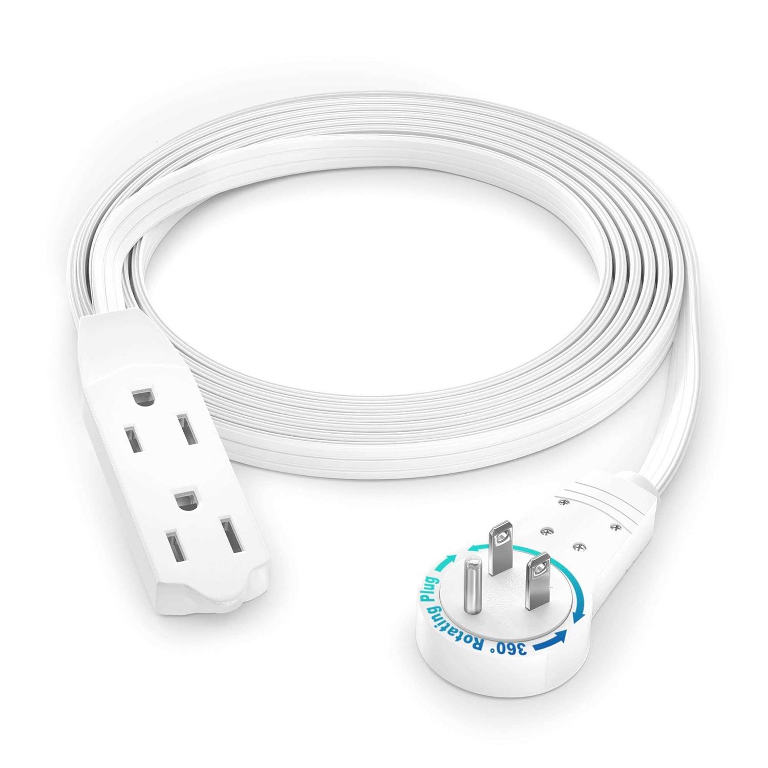 Maximm Cable 360 Rotating Flat Plug Extension Cord/Wire