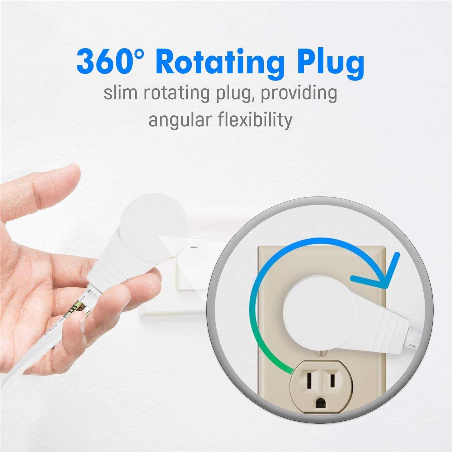 Maximm Cable 360 Rotating Flat Plug Extension Cord/Wire - Image 2