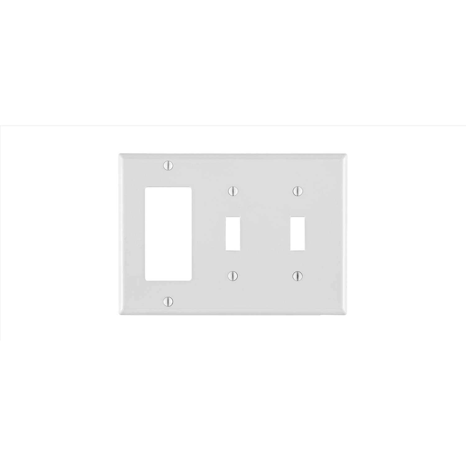 Leviton 3-Gang 2-Toggle 1-Decora/GFCI Combination Wallplate PJ226-W - Image 2
