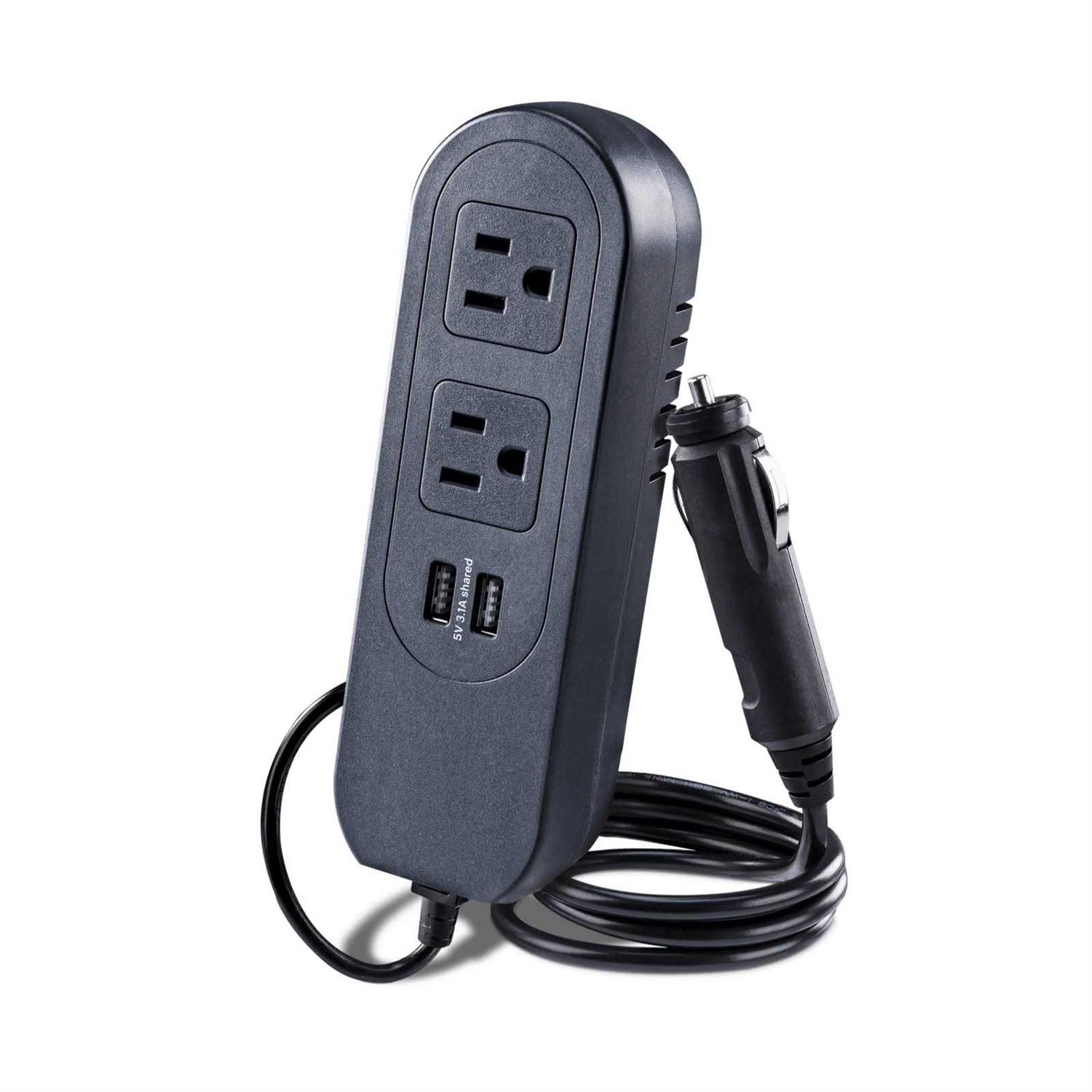 Onn. Automotive Power Strip Inverter with 2 AC 150W Outlets and 2 - Image 2