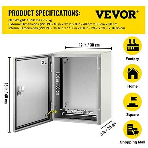 VEVOR NEMA Steel Enclosure NEMA 4X Steel Electrical Box - Image 4