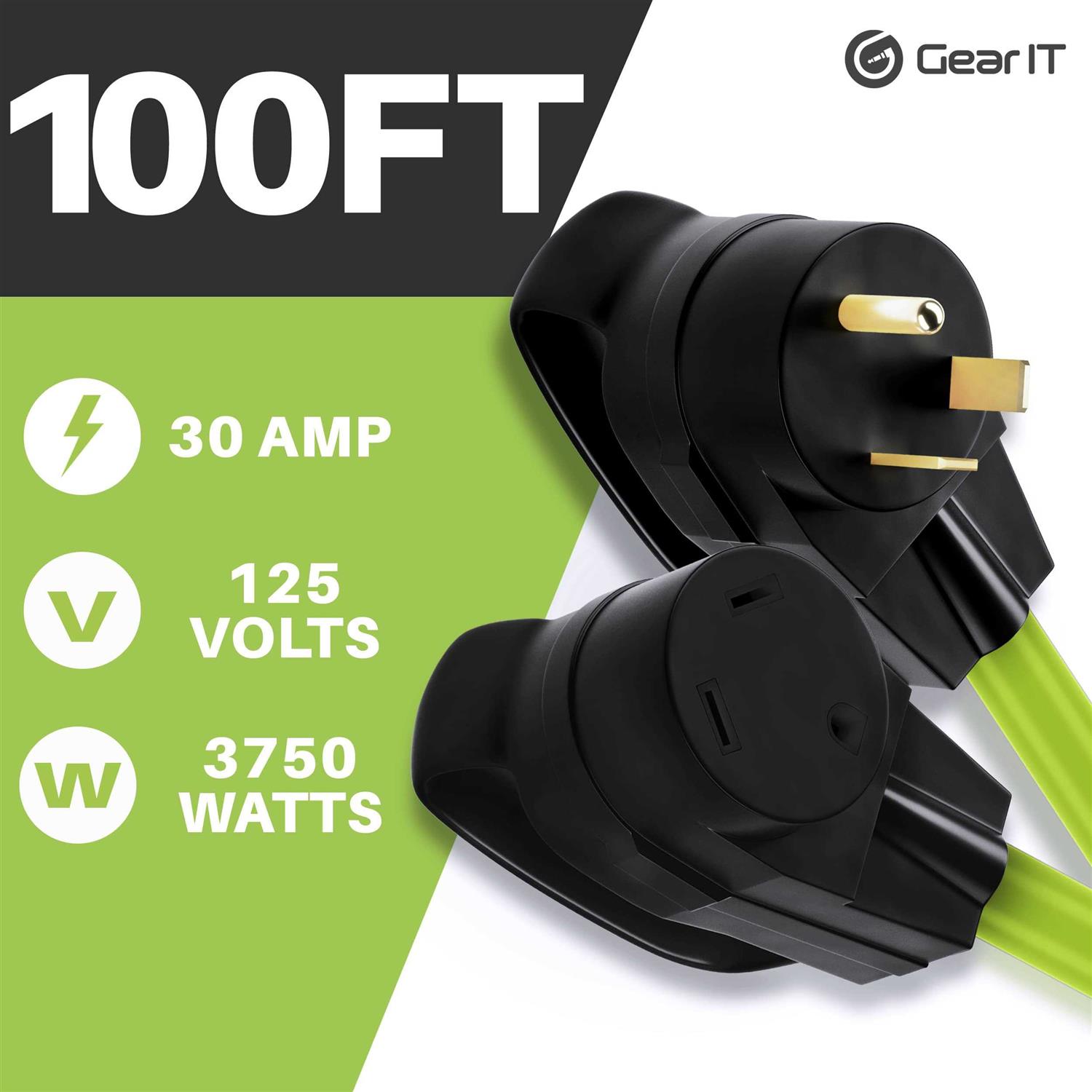 Gearit 30-Amp Extension Cord for RV and Auto 3-Prong 125-Volt 10/3 STW 10awg Gauge 3 Wire - Image 4