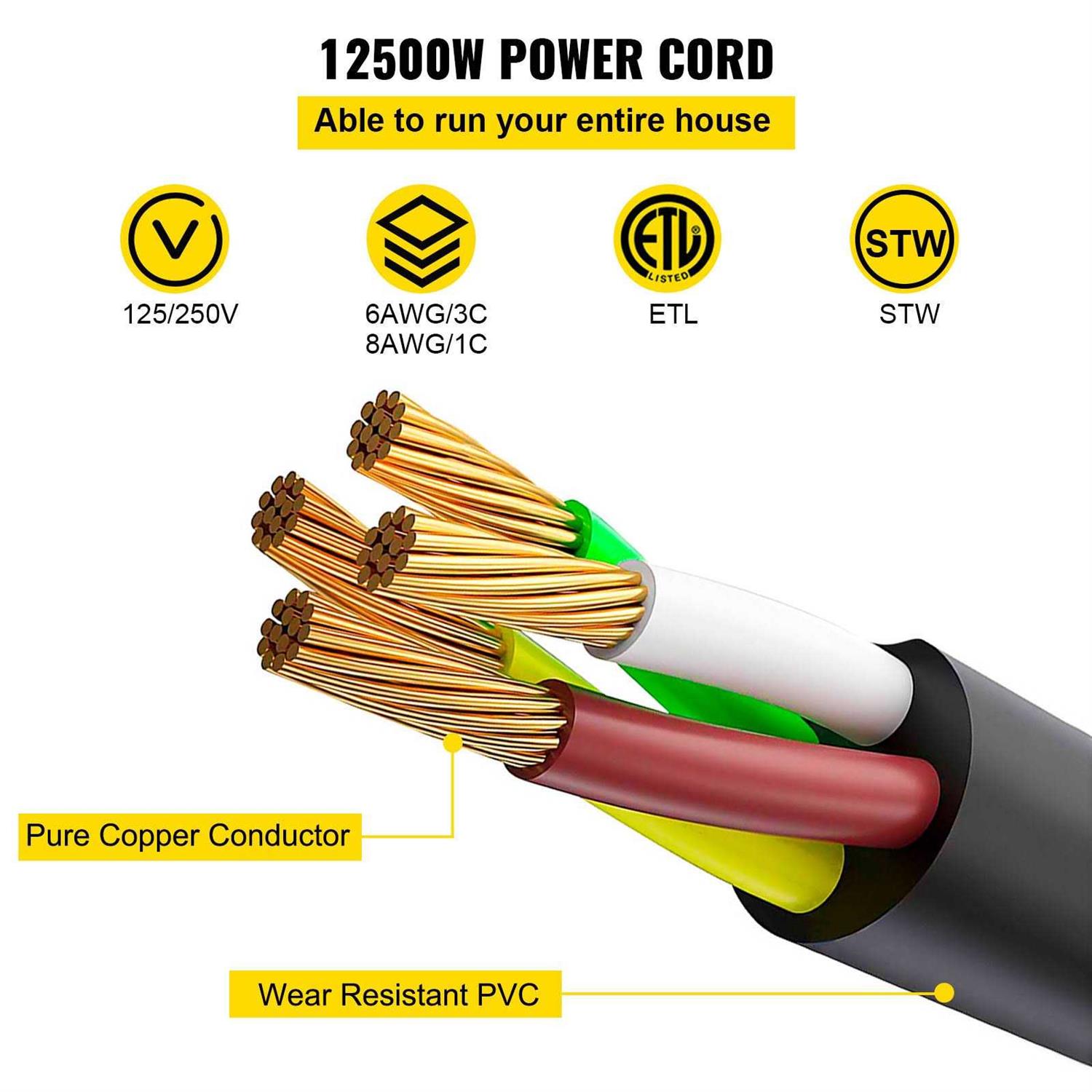 VEVOR RV Extension Cord Power Supply Cable RV Power - Image 2