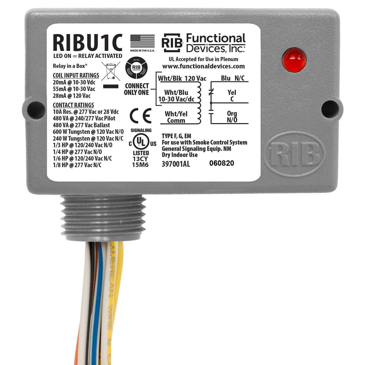 Functional Devices RIB RIBU1C Pilot Relay